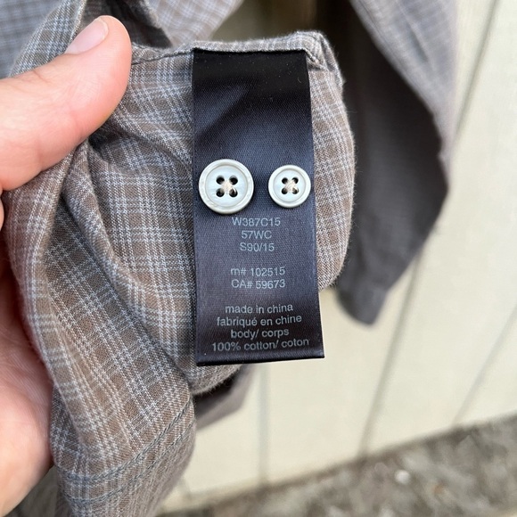 John Varvatos Plaid Brown Button Up Long Sleeve Size Large - Picture 4 of 6